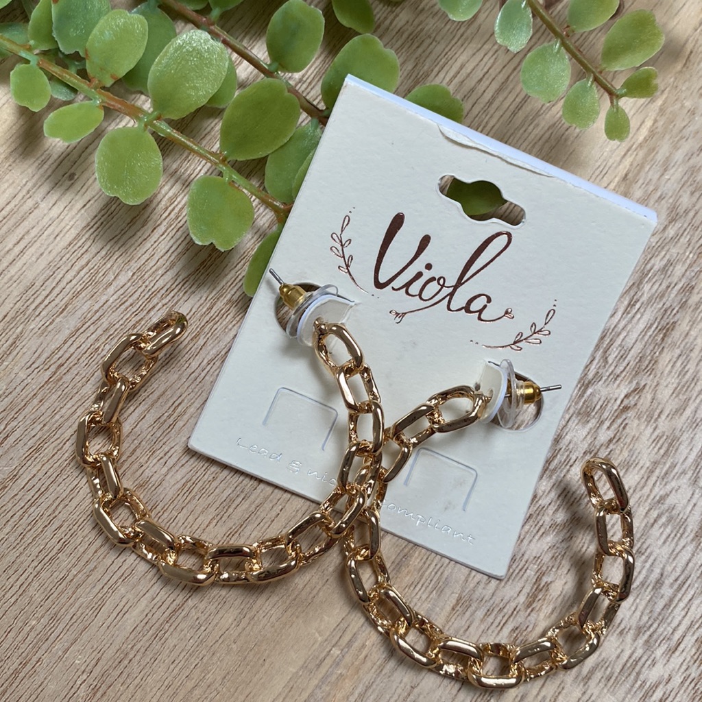 Viola Chain Link Hoop Earrings Gold 18$
